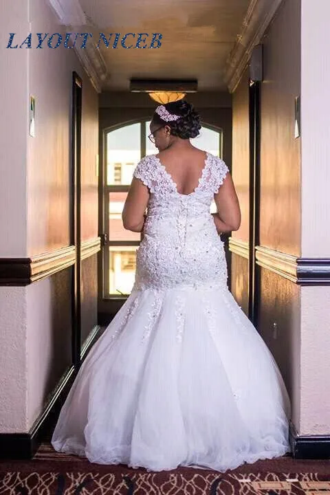Vestido De Noiva, Африканское свадебное платье, Русалка, труба, аппликация, кружево, suknia slubna, открытая спина, свадебные платья для невесты размера плюс
