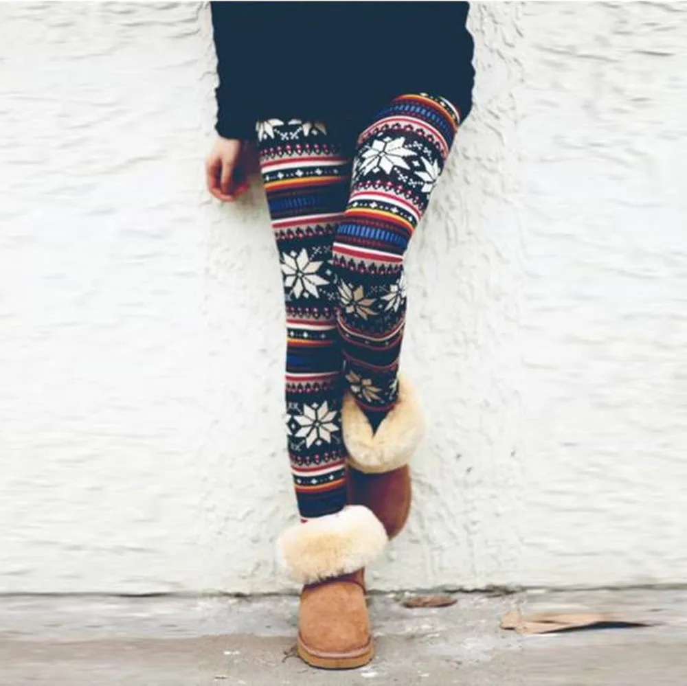 

Casual Women Ladies Skinny Print Stretchy Jegging Pants Slim Leggings Christmas Printed Winter Femme Pants
