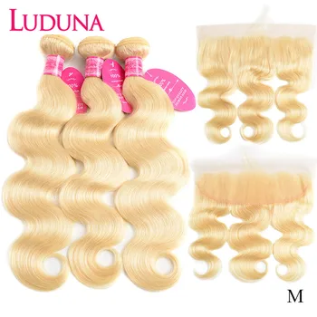 

Luduna 613 Bundles With Frontal Brazilian Body Wave With Frontal Remy Blonde Human Hair Lace Frontal Closure With Bundle