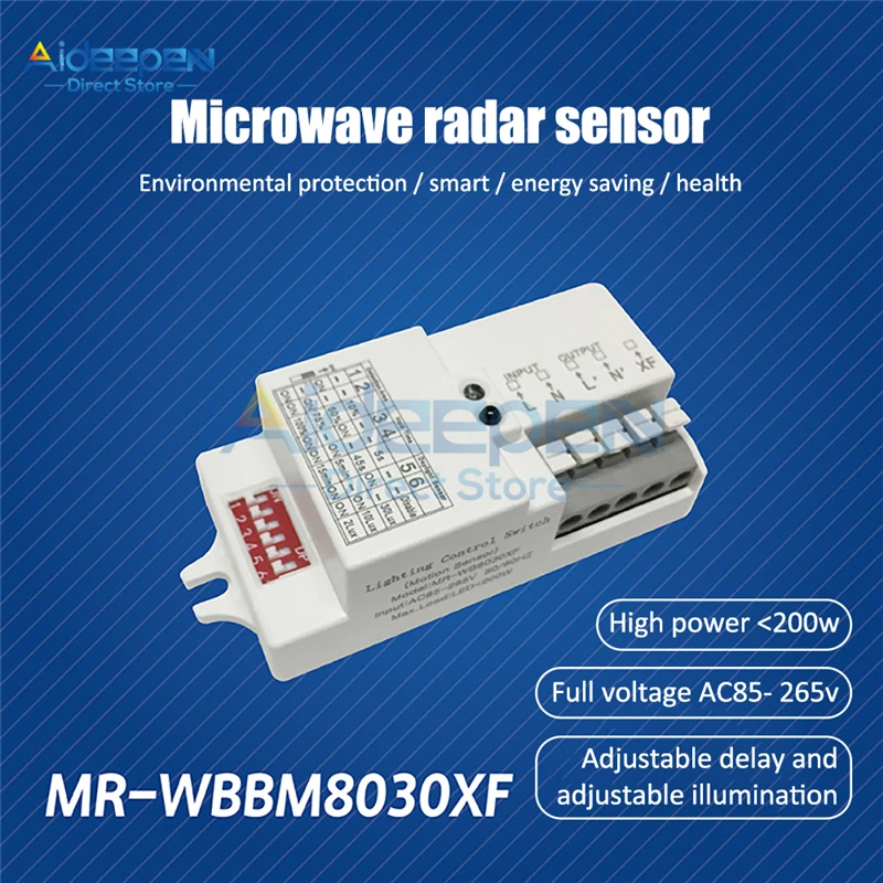 

AC 110V 220V 240V 50Hz/60Hz Microwave Radar Sensor Switch Body Motion Detector Sensor For LED Light Sensors Switches