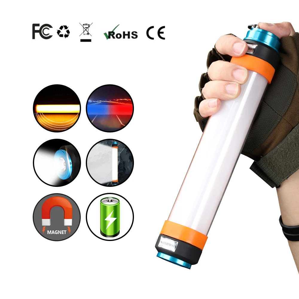 

KINGSHAN Magnet Torch Camping Flashlight Portable Lantern USB Rechargeable Flashlight Waterproof IP67 Emergency Lighting Magnet
