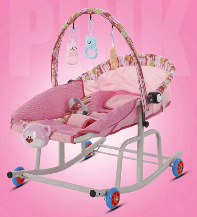 Детское кресло-качалка, музыкальная детская игрушка, кресло-качалка, детское кресло-качалка, детское кресло-качалка, качающаяся люлька, кресло-качалка - Цвет: Розовый
