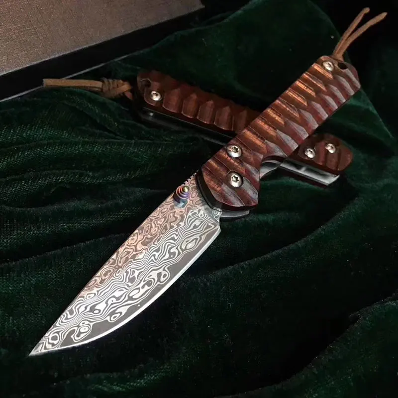 Новое поступление CR маленький Inkosi складной нож дамасское лезвие ручки из