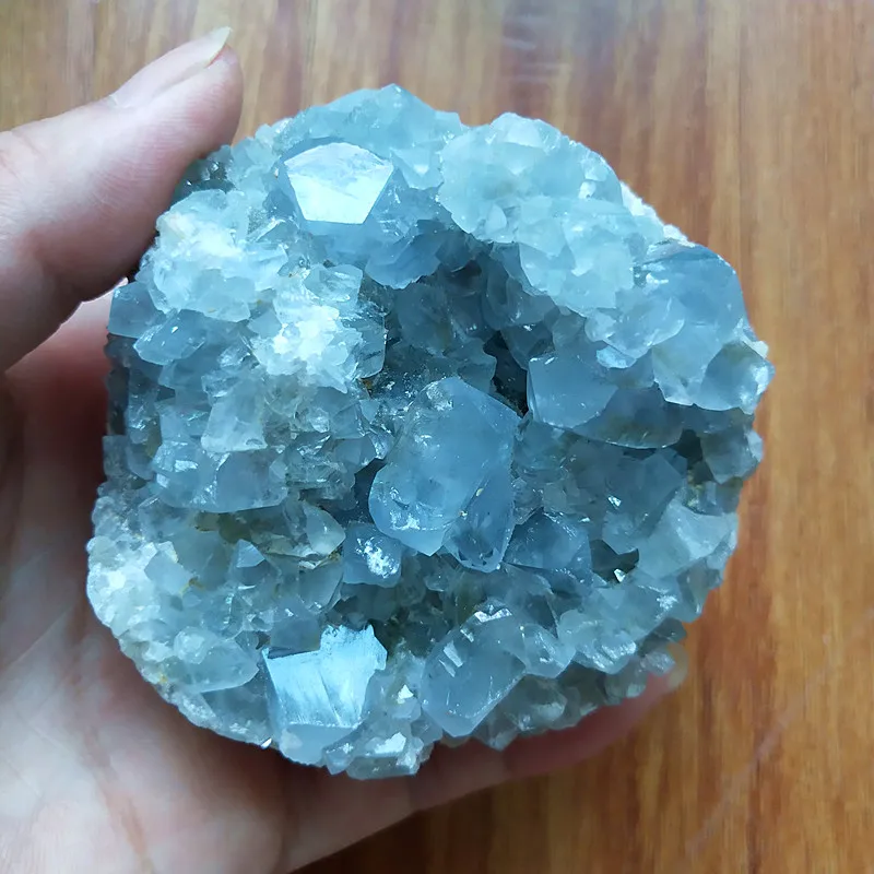 100% натуральный селестин Хрустальный жеодовый камень в форме яйца камни и