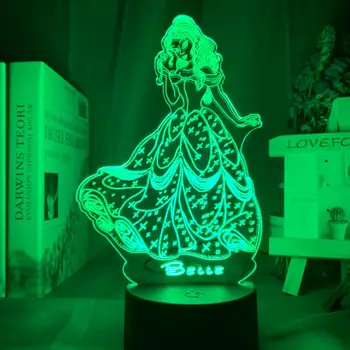 

Princess Belle Dress Figure 3d Led Lamps For Kids Child Girl Bedroom Decorative Light Cool Christmas Gift Baby Led Night Light