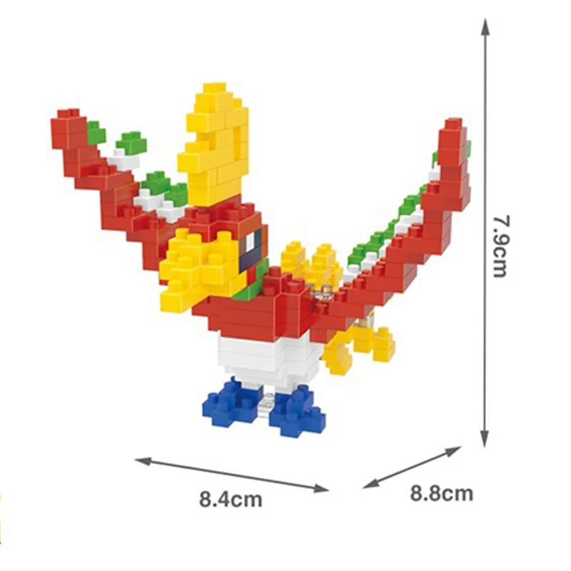 DIY Pokemon мини строительные блоки игрушки Кирпичи Пикачу; Чаризард японского аниме Алмазная кукла карманный монстр детские подарки игрушка - Цвет: 265Ho-Oh-no-box