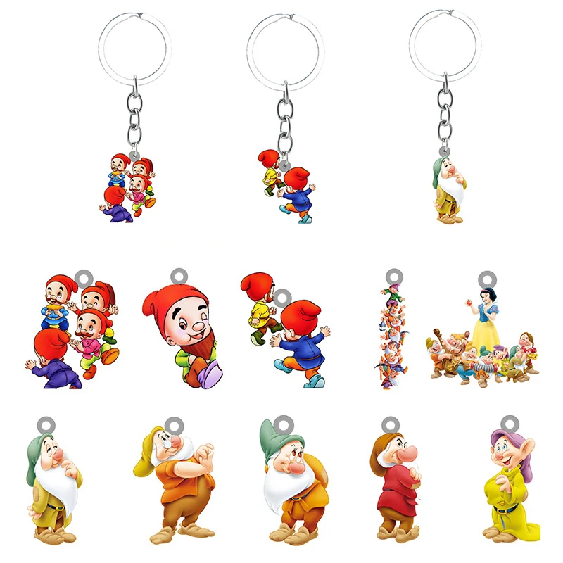 Disney llavero con forma de Blancanieves y los siete enanitos, llavero de epoxi con forma de Anime, bolso escolar, dibujos joyería, regalos, DDF441|Llaveros| - AliExpress
