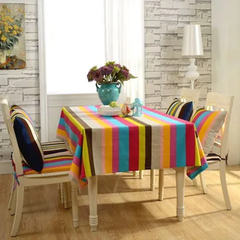

Europe style Cotton Linen Tablecloth Pink Stripes Plaid Embroidered Rectangular Dining Table Cloth for Christmas Banquet Decor