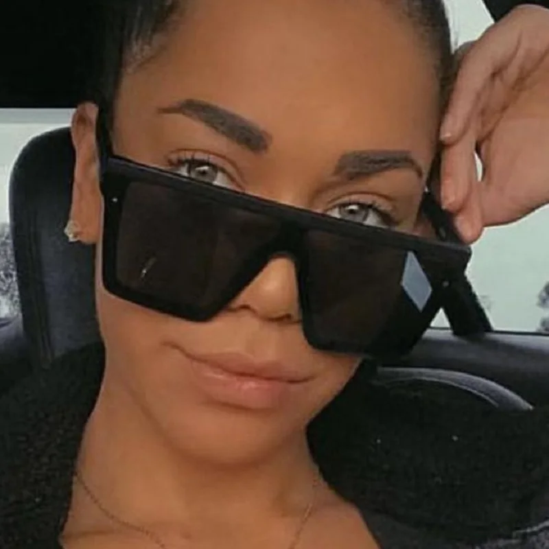 oversized square Sunglasses Women flat top men 2020 lady shades retro Designer brand fashion Glasses oculos UV400