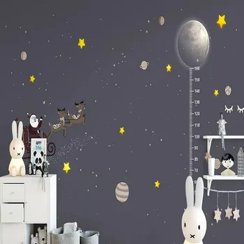 

Custom large mural 3D wallpaper Nordic cartoon height stick star planet child bedroom mural TV back wall decor deep 5D embossed