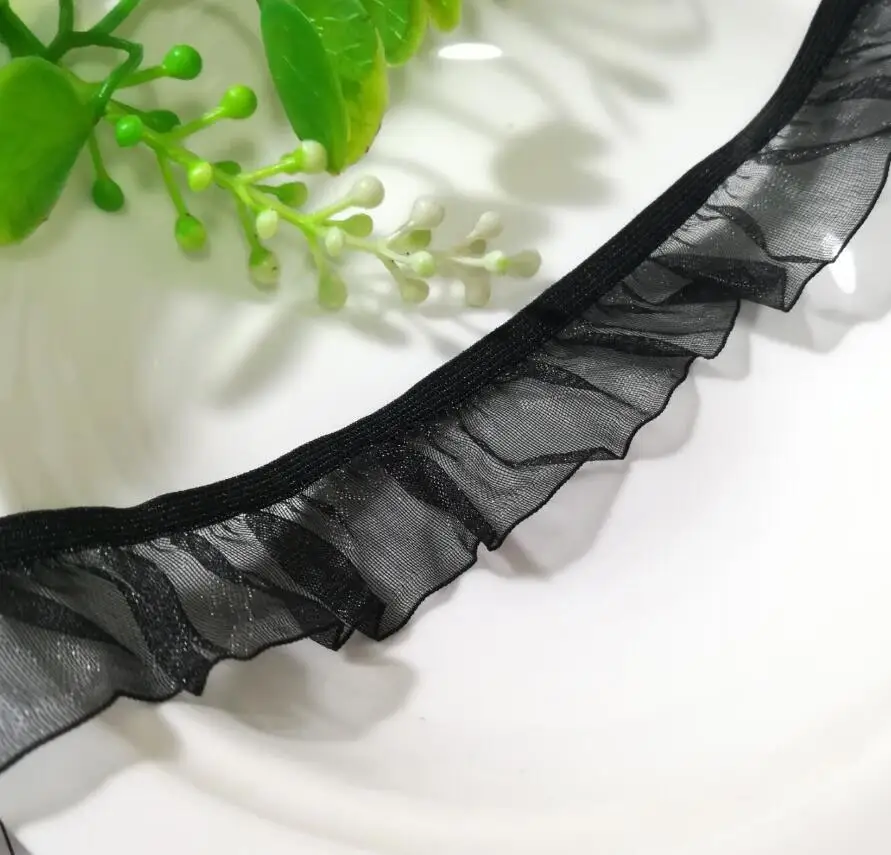 1Yards-Elastic-Lace-Fabric-Wedding-2-5CM-Pink-Lace-Trim-Ribbon-Organza-White-Black-Lace-Fabric