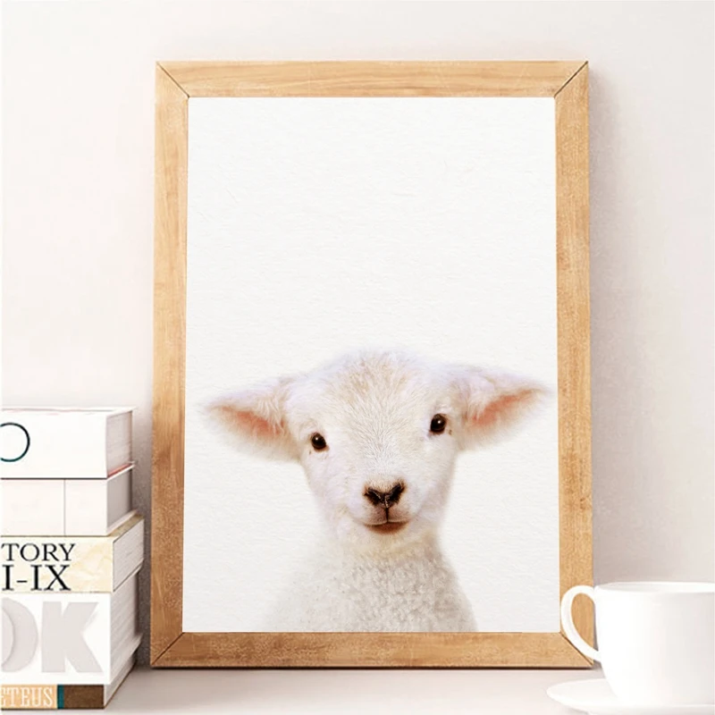 Baby Animal Lamb Canvas Print Nursery Wall Art Decoration