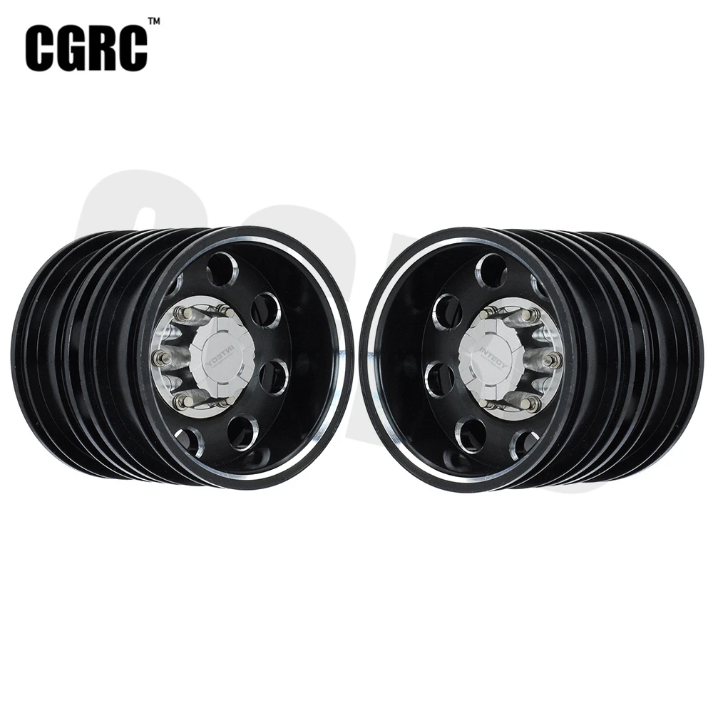 

2PCS High Quality CNC Metal Alloy Black Rear Wheel Rim For 1/14 Tamiya Tow Drag Trailer Truck Man Scania RC Car Upgrade Parts