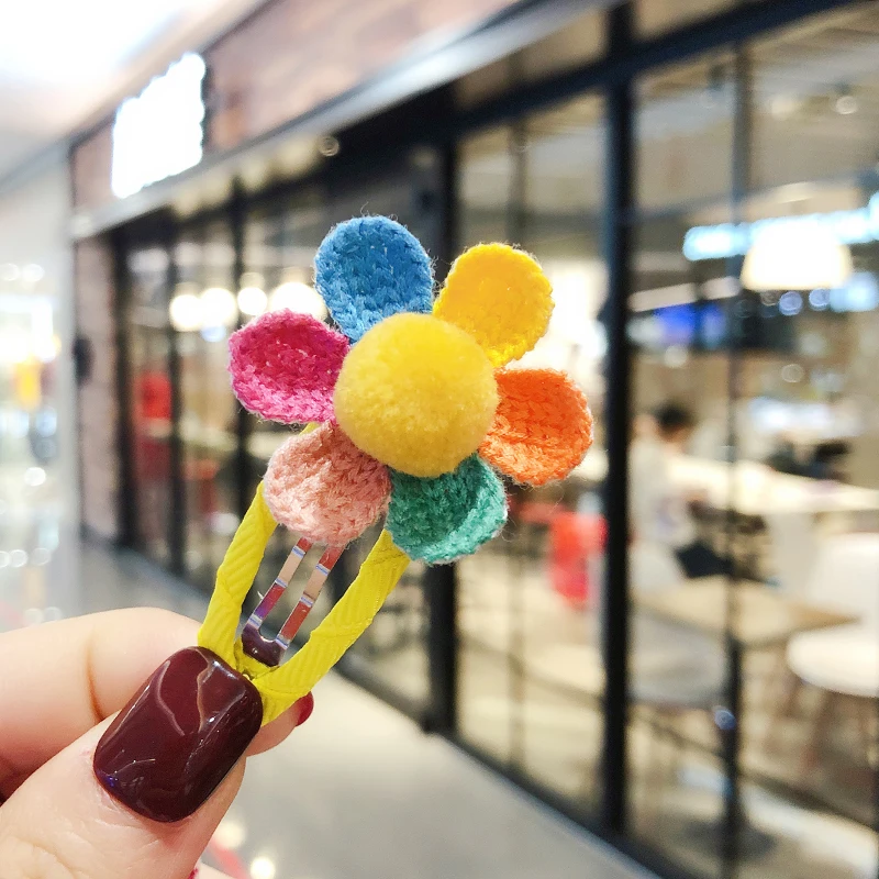 Новые милые вязаные капли, смешанный орнамент Подсолнух, заколки для волос, детские заколки для волос, заколки, Детские аксессуары для волос