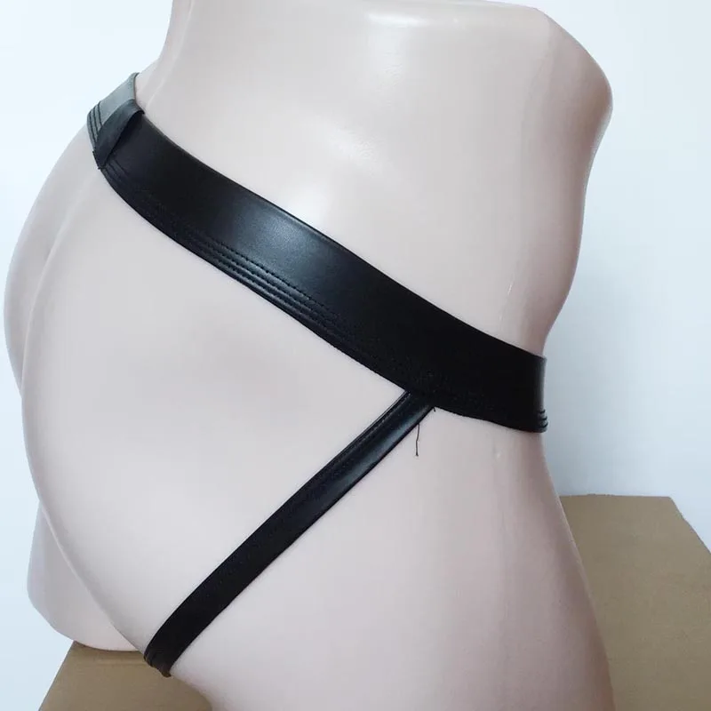 Sexy Men Faux Leather Wet Look Jockstrap G-String Underwear Leg Straps Open Butt Brief Thong Gay Fetish Wetlook Bikini Bottom