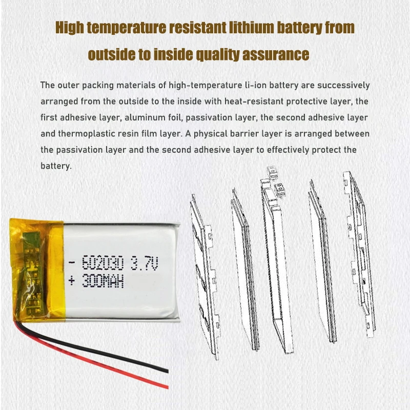 3.7V 300mAh Li-ion Battery 602030 Lithium Polymer Rechargeable Battery for MP3 MP4 bluetooth speaker GPS walkie-talkie razor rechargeable lithium batteries