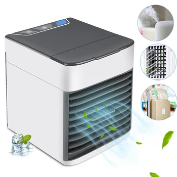 

BORUiT Mini Air Conditioner Portable Humidifiers Air Cooler Fans with Blue LED Light Desktop Air Cooling for Office Home