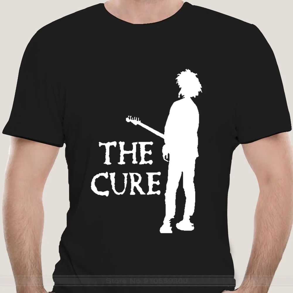 Мужская брендовая футболка teeshirt мужская летняя хлопковая The Cure Rock черная с белым