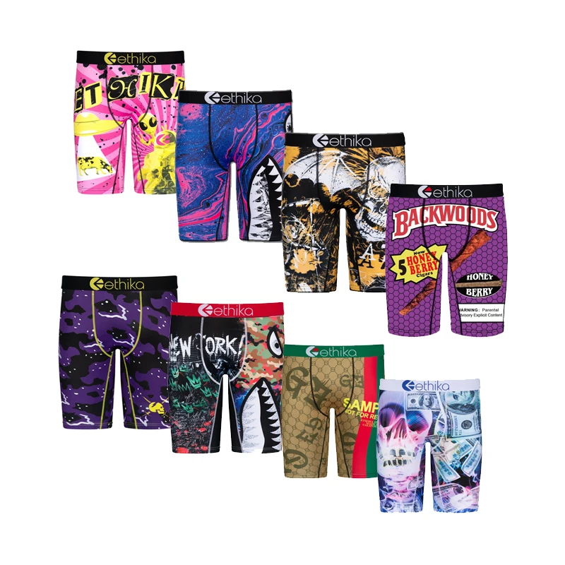 Ethika Mens Underwear Polyester Spandex Brand Sexy U Pouch Underpants Man Breathable Print men underwear ethika boxers