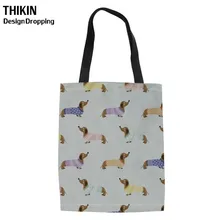 THIKIN милый Doxie такса печатных для женщин сверхмощный хозяйственные сумки Дамы Эко шоппер сумка складная для женщин пляжные сумки