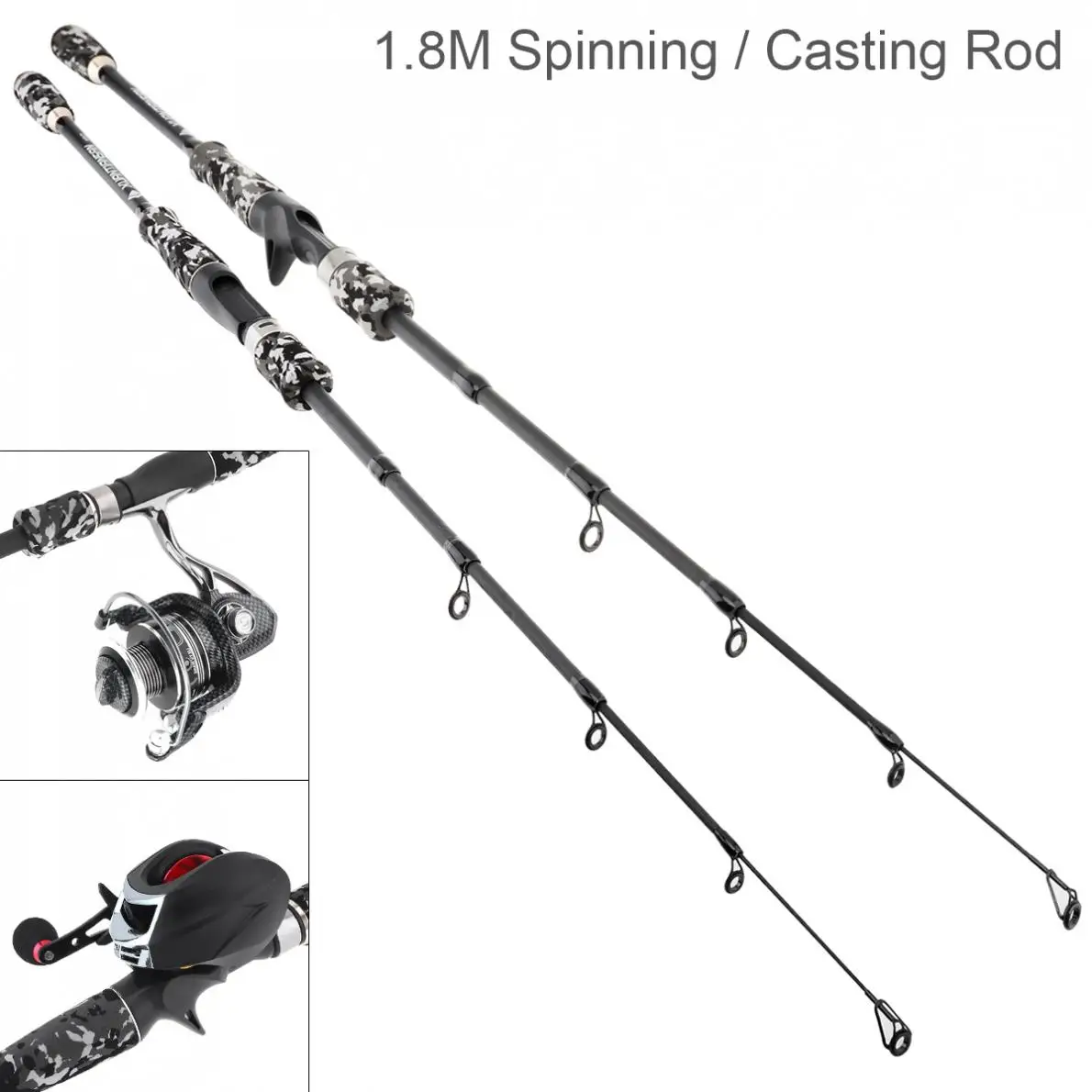Carbon Fiber Telescopic Lure Fishing Rod Pole Casting Spinning Ultralight Gear 