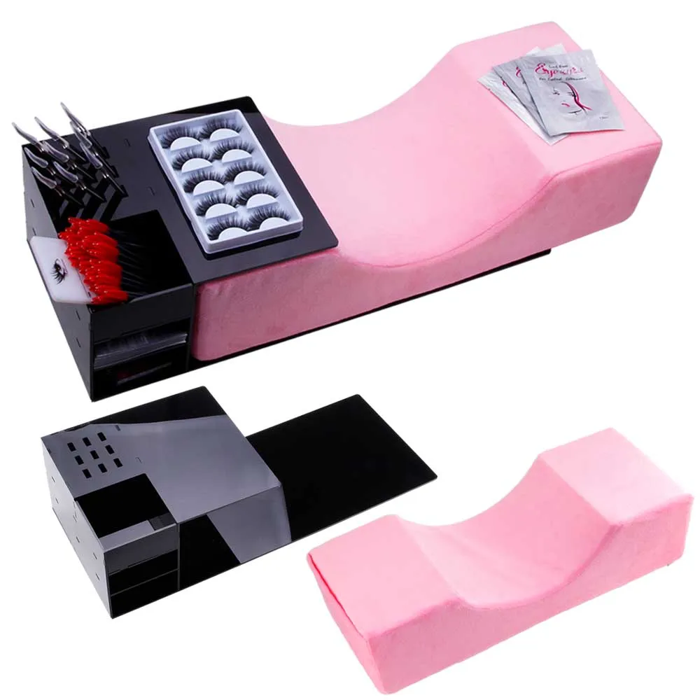 

Eyelash Extension Memory Foam Pillow Grafting Eyelashes Contour Pillows Flannel and PU Neck Lash Pillow Salon Chair Makeup Tools