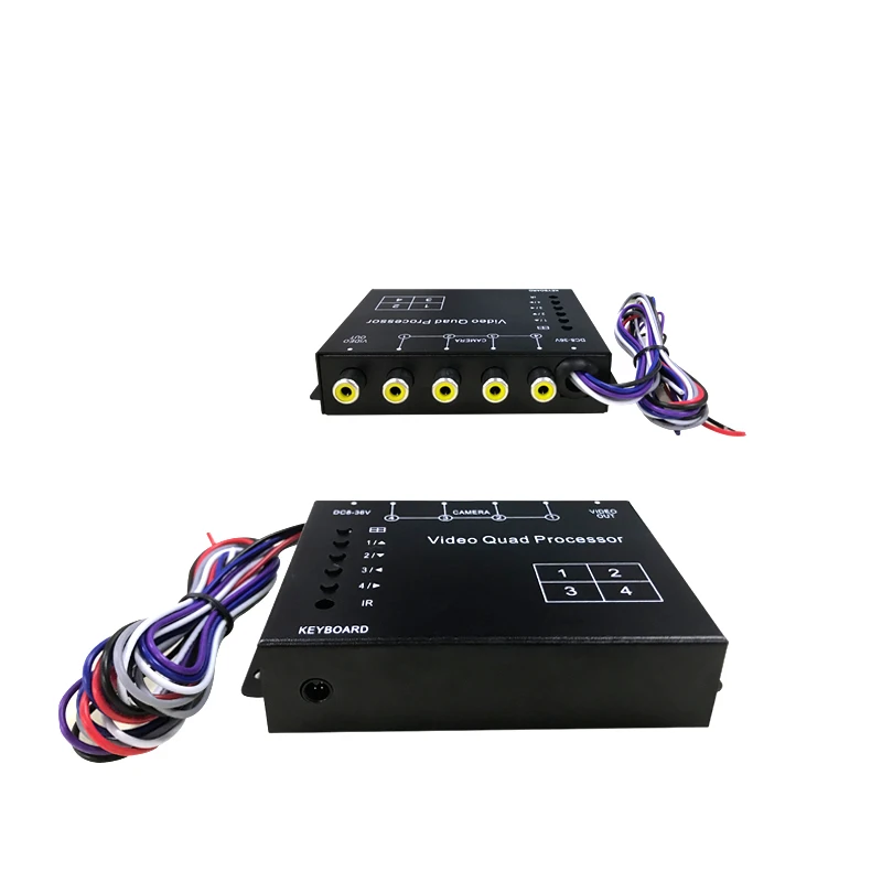 Портативный Мини CCTV Quad сплиттер автомобиля Камера процессор Системы 4 канала Цвет видео процессор с пультом дистанционного управления Управление RCA адаптер