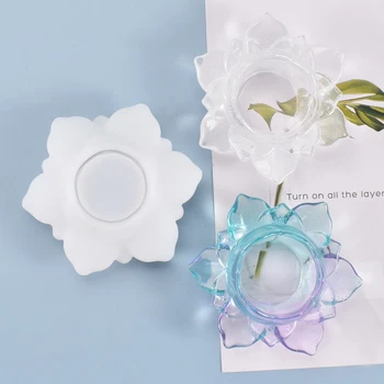 

Handmade Transparent DIY Ashtray Mold Lotus Candle Holder Storage Box Mould Flower Pot Drop Shipping