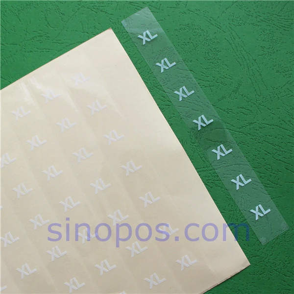 Clothes Size Strip Label, adhesive clear tape rectangular labels apparel pants folded garment pile display tag clothing sticker