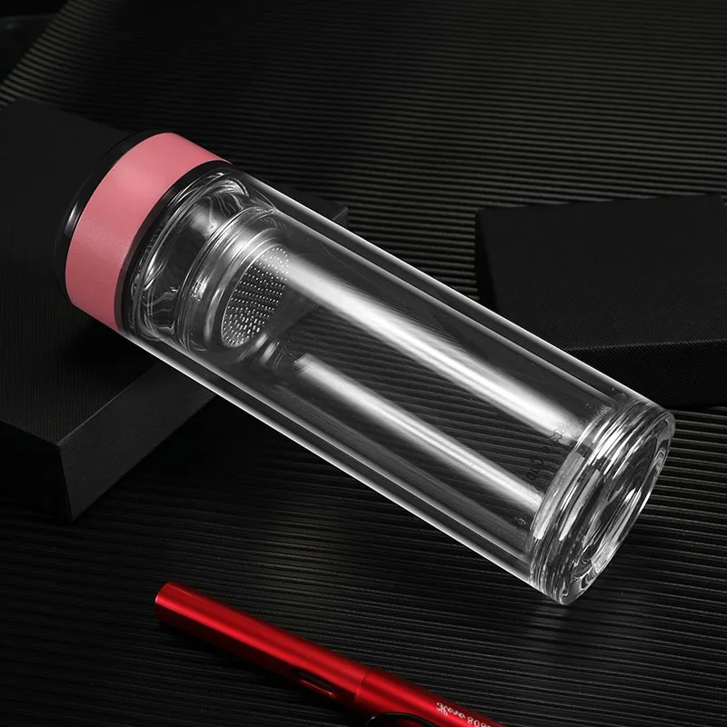 Transparent Double Layer Glass Cup Customizable Advertisement Logo Gift Cup Color Borosilicate Heat-Resistant Glass