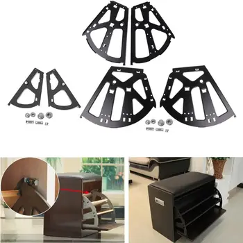 

1 Pair Shoes Cabinet Hinges Flip Frame Hidden Movable Turning Rack Over Fittings