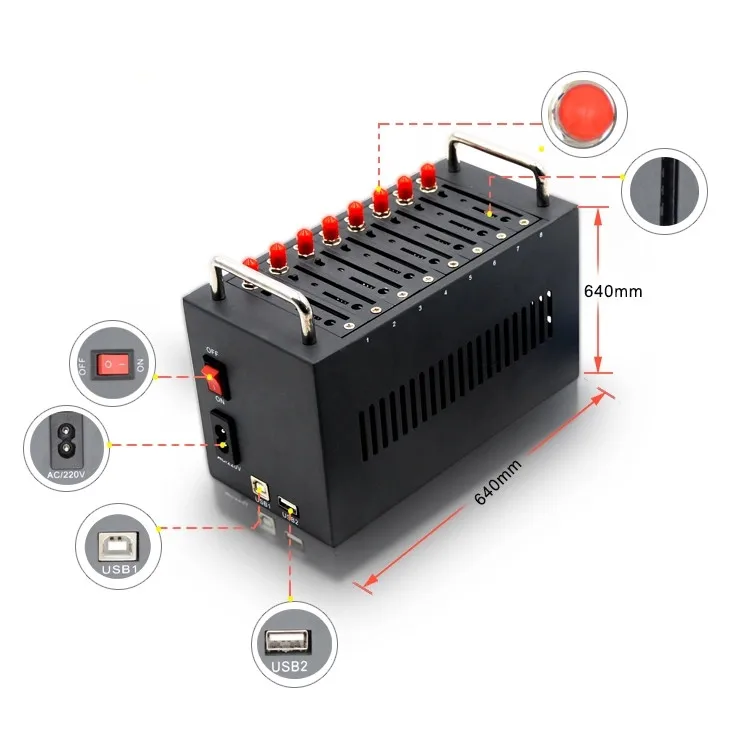 US $235.20 Good Quality LTE 4G Modem PoolUSB AT Command IMEI Change 4G 8 Port Modem Pool EC20CE