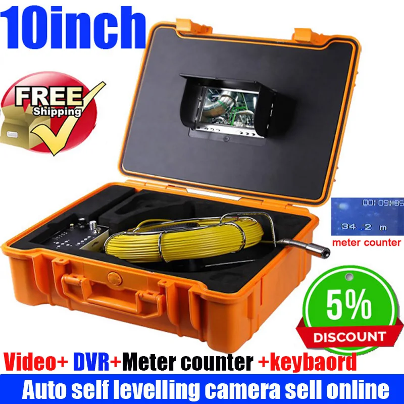  28mm self levelling auto balance camera meter counter keyboard dvr with 10inch monitor 50m drain se