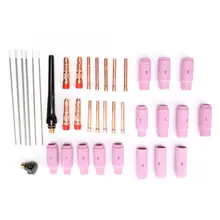 37 шт. TIG Запчасти Вольфрам электрод алюминиевое сопло цанговые тела задняя Кепки для WP17/18/26 факел инструменты