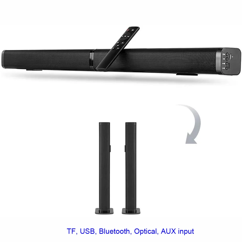 Ultra Sottile Staccabile Di Bluetooth Tv Sound Bar 37 Pollici Wireles Speaker Built-In Subwoofer Soundbar Con Ottica Per Led Tv