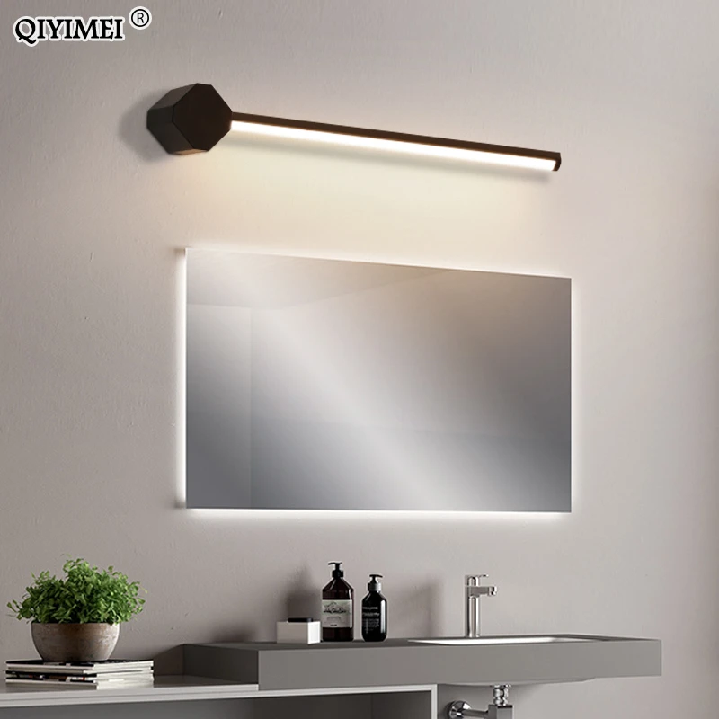 Современный светодиодный настенный светильник для ванной, зеркальные светильники, черно-белый цвет, для макияжа, туалетной комнаты, для помещений, водонепроницаемый светильник