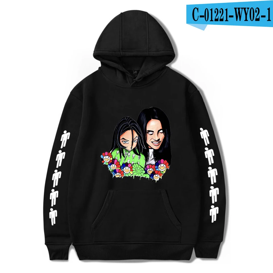 Толстовки Billie Eilish, толстовки для женщин и мужчин, модные Harajuku черные толстовки с капюшоном, Осенние повседневные пуловеры Billie Eilish для девочек - Цвет: As picture