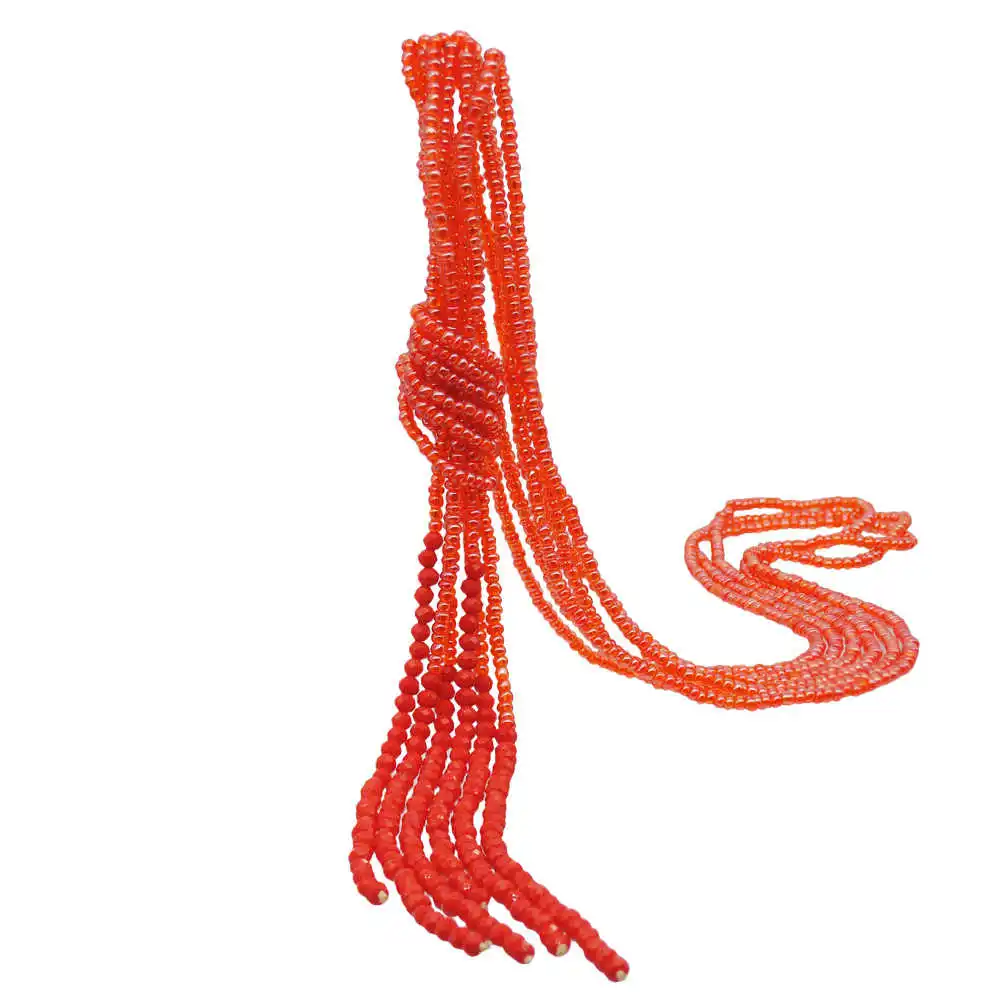 Fashion Bohemian color bead multi layer bead necklace women's long tassel crystal sweater chain