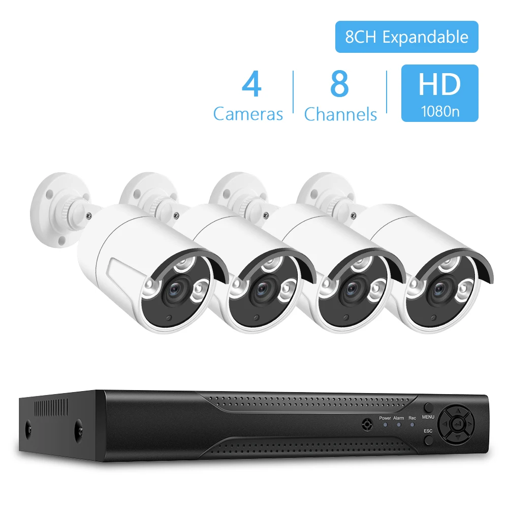 

1080P 4/8CH 2MP AHD Security Camera DVR Kit CCTV Camera System 2/4pcs 1080P IP Camera IP66 Waterproof Video Surveillance Set