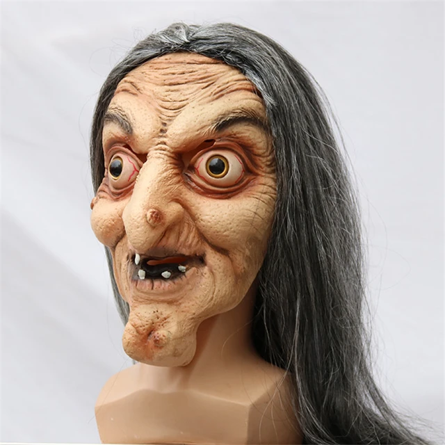 CGMGTSN-máscara de bruxa velha feia para mulheres, cosplay assustador,  látex com cabelo, capacete, traje de festa de Halloween, adulto - AliExpress