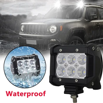 

LED Spotlight 12V Super Bright 18W Work Lights Bar For Off Road SUV Waterproof Aluminum Square Fog Lights For Trucks DC 24V