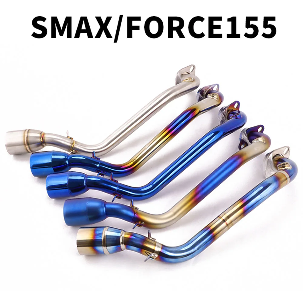 

For Yamaha SMAX Force155 Motorcycle Exhaust Muffler System Front Connect Pipe Stainless Steel Blue