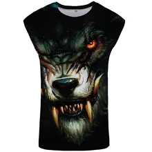 Kyku алиэкспресс Лидер продаж волк жилет Мужская 3D цифровая печать футболка животное вырез лодочкой без рукавов Мужская куртка