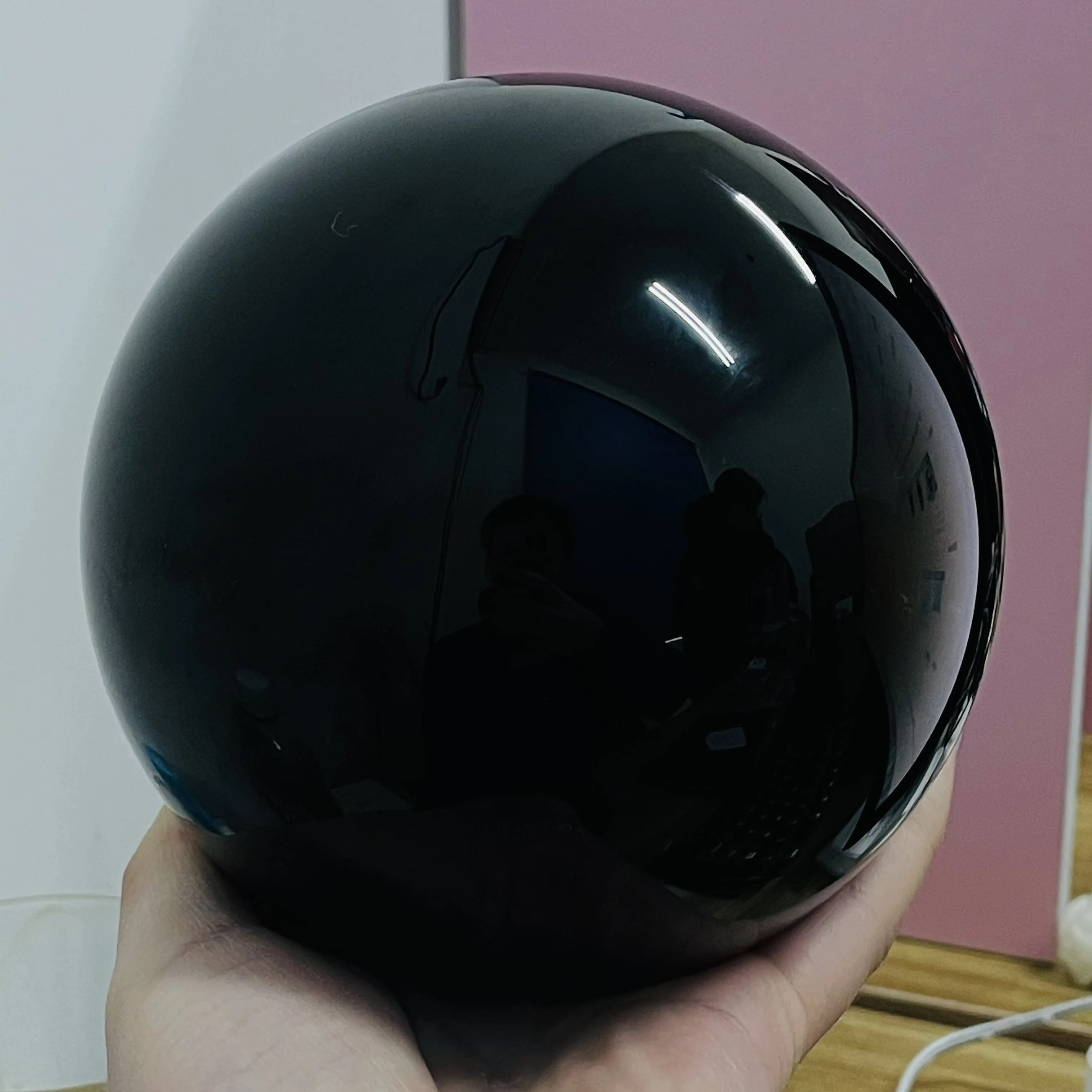 50-200mm Natural Black Obsidian Sphere Large Crystal Ball Healing Stone+Pedestal 2