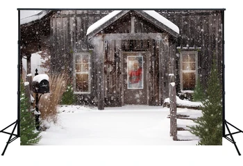 

Winter Snowlakes Backdrop Christmas Wood House Photography Filming Background Family Party Newborn Photo Portrait Banner Props