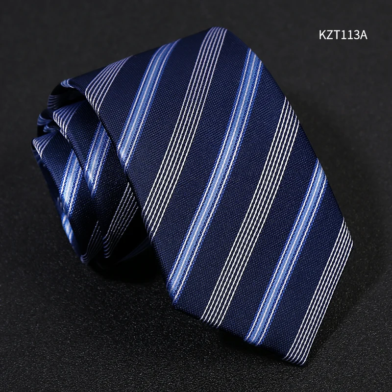 KZT113A Высокое качество новые дизайнерские бренды модные деловые 7 см тонкие галстуки для мужчин шелковый полосатый галстук для работы свадебные с подарочной коробкой - Цвет: KZT113A