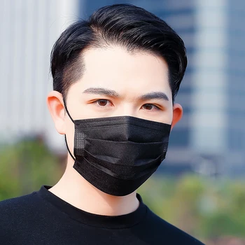 

3 Ply Black Disposable Mask Anti virus mask Anti-haze Dustproof Face Masks 50pcs Non-woven Protective Mouth Masks