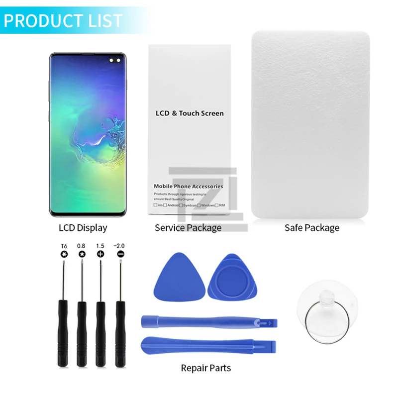 Для samsung Galaxy S10 lcd G973 S10 Plus G975 кодирующий преобразователь сенсорного экрана в сборе с рамкой