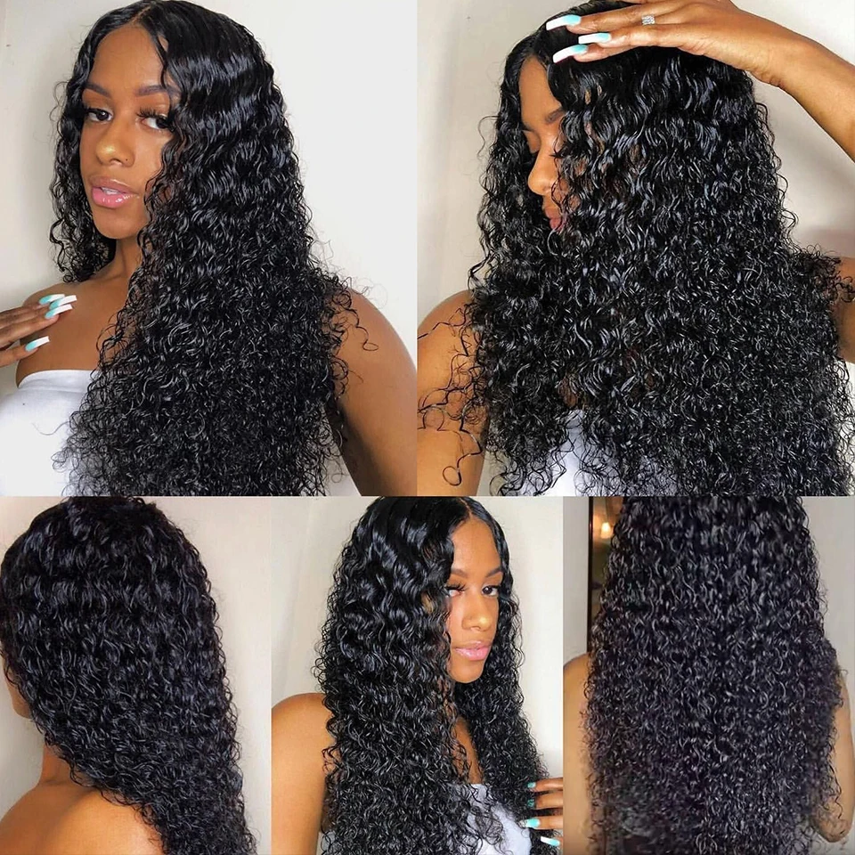 Malaias da Parte Dianteira do Laço Perucas do Cabelo Perucas da Parte Pre-arrancadas com Cabelo do Bebê Perucas Encaracoladas Perversas Remy Humano 150% 13x4 7 Apliques e perucas