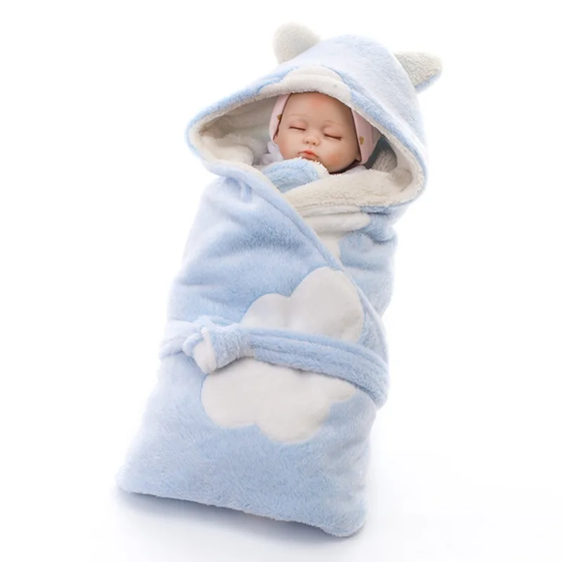 MOTOHOOD; детское одеяло; зимнее одеяло для маленьких мальчиков и девочек; Двухслойное бархатное детское Пеленальное Одеяло; спальный мешок из флиса; постельные принадлежности; одеяло; s - Цвет: blue cloud